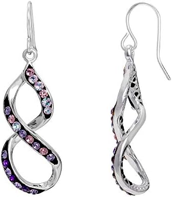 Rainbow Crystal Silver Plated Dangle Earrings