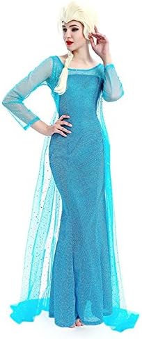 NNDOLL Carnival Woman Costume Princess Dress Elsa Dress Adult 12 Years blue S