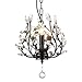 SEOL-Light 3-Light Vintage Crystal Branch Black Chandeliers Farmhouse Hanging Pendant Fixture for Closet,Entryway,Living Room,Dining Room,E12,120W,Hardwired;