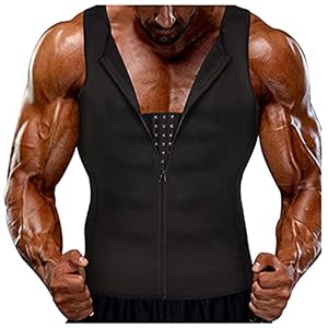BUZHIDAO Heren sauna zweetvest polyurethaan loopshirt rits afslanken polymeer korset fitness shapewear compressie taille…