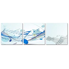 3 Panel Canvas Wall Art Music Note Pictures Home Wall Decorations for Bedroom Living Room Paintings Canvas Prints Framed - 12"x12"x3 Panels