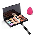 Toraway Pro 15 Colors Makeup Concealer Contour Palette +1 PC Makeup Brush + 1 PC Sponge Puff