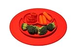 Silicone Kids Placemat with spoon, Food mat, Table Suction, Fits Most Highchair Trays, Dishwasher, Microwave Safe, FDA Approved BPA Free (Red)