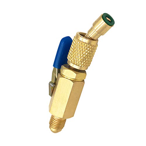 Air Jade Adapter 1/4â€™â€™SAE male and female with compact Ball valve for Refrigerant R410A R134A R22. 45 degrees, Shut-off Valve, connecting to Hose for air conditioner Charging and Recoveryï¼ˆ3Pack)