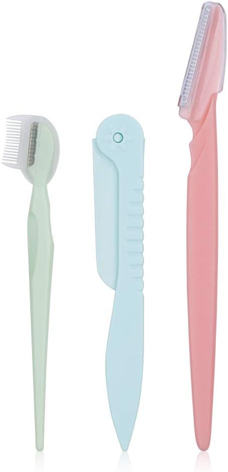 DUcare Eyebrow Razors Safety Facial Hair Remover Shaver Trimmer Shaper Exfoliating Dermaplaning Tool 3PCS
