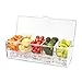 VEBO Ice Chilled 5 Compartment Condiment Server Caddy - Serving Tray Container with 5 Removable Dishes with over 2 Cup Capacity Each and Hinged Lid | 3 Serving Spoons + 3 Tongs Included