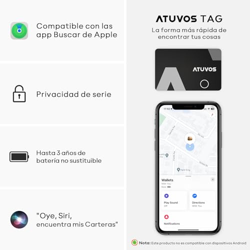 ATUVOS Air Tag Card Tracker 1.6 mm 2 Pack Black, Bluetooth Smart Locator Compatible with App Search Apple (iOS Only, Android Not Supported), Tracker Finder for Wallet, Luggage, Passport, etc