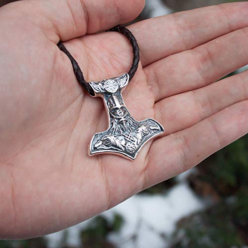 Huge Viking Thors Hammer Necklace 925 Sterling Silver Axe Odin