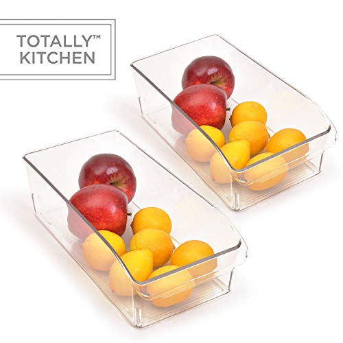 Totally Kitchen Clear Plastic Stackable Storage Bins with Carrying