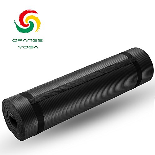 Orange yoga mat, 72" long 24" wide exercise mat (black)