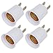 （4PACK） E26/e27 Socket Adapter Converts Outlet to Lamp Socket, 660 Watt, 125 Volt,AC Plug to E26 Two Outlet Light Socket Adapter,white primary