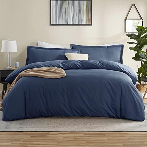 Nestl Navy Blue Duvet Cover King Size Soft King Duvet Cover Set, 3