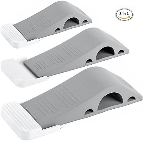 Rubber Door Stopper with Holders by SMART CHOICE - Works On All Surfaces - Pack of 3