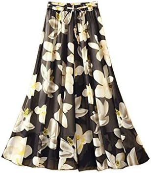 Kaxuyiiy Women's Boho Flower Print 2 Layer Beach Party Maxi Long Pleated Skirt