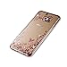 FDTCYDS Galaxy S6 Case,Rhinestone Transparent Electroplated Slim Fit Lightweight Metallic Luster TPU Case Cover for Samsung Galaxy S6 - Flower Rose Gold