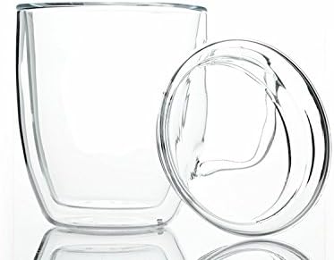 Komiikka 480ml Double-wall Glass Tea &amp; Coffee Cup Mug w/ Lid and Handle