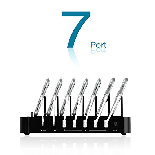 Kavalan 7 Port USB Charging Station Dock with 2 PD Charging Port, Charging Organizer Universal Desktop Tablet & Smartphone Multi-Device Charger Hub