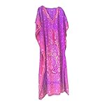 Womens Boho Caftans Purple Printed Beach Boho Hippie Evening Wear Kaftan