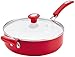 SilverStone Ceramic Nonstick Saute Pan / Frying Pan / Fry Pan with Lid and Helper Handle - 4 Quart, Red