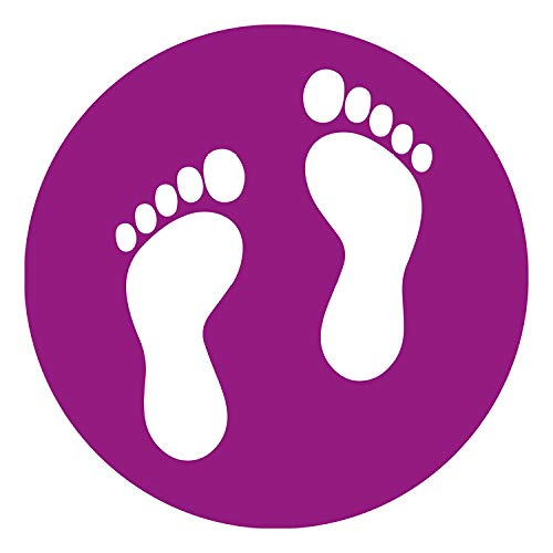 Social Distance Floor Markers - Foot Symbols - 235mm - Purple