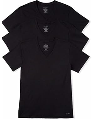 Calvin Klein 3 Pack V-Neck T-Shirts Black 100% Cotton Classic Fit Undershirt EXTRA LARGE (46-48)