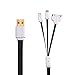 3 in 1 Lightning Compatible USB Charging and Sync Cable Tangle-free 3.3 Feet/1.6m Micro USB Apple 30-pin Apple 8-pin for Apple and Android Devices (Black)