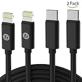 USB C to Lightning Cable fast charging for iPhone X/iPhone 8 iPad pro,Faracent USB Type C to lighnting fast charging cable,Achieve 15-20W at 14.5V/2A for charging 50% in Half hour, 2 packs/3.3FT,Black
