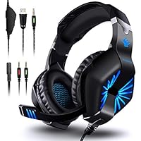 PC Gaming Headset, ELEGIANT ODDGOD Over Ear Computer Headphones with Mic, LED Lights Bass Stereo Surround Sound Volume Control, Compatible with PS4 Xbox One Pro PC Nintendo Switch Smartphone Laptop