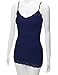 RT1004 Ladies Adjustable Spaghetti Strap Lace Trim Long Tunic Cami Tank Top Navy S
