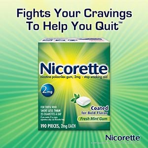 Nicorette Nicotine Coated Gum Fresh Mint 2 mg - 190 Pieces