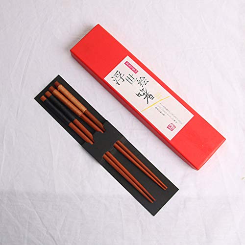 Pstars Japanese Style Wind Tied Line Chopsticks Gift Box Reusable Chopsticks Set Portable Wooden Tableware Travel Utensils for Camping, Picnic, Office or Home - Thumbnail 2