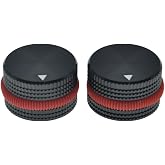 KAISH 2-Pack 63/64"(25mm) Diam. Aluminium Potentiometer Knobs 1/4" Universal Metal Pot Knobs for Guitar/Bass/AMPS Amplifier/Power Amplifier/Preamps/Audio Equipments Black with Red Rubber o-ring