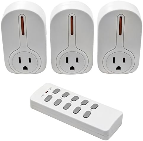 LED Concepts Wireless Remote Control Outlet Switch Set - Control Household Appliances, Electronics, etc - Ideal for inaccessible Places and Limited Mobility (3 Outlet Switches, 1 Remote)