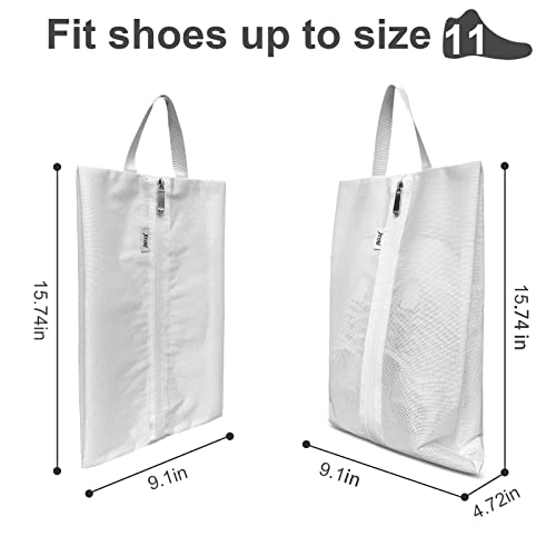 Shoe Bags for Travel, TPU Water Resistant Shoe Storage Organizer Shoe Pouch with Zipper for Men Women Kids (White)