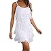 Women’s Cami Mini Cocktail Dress – Ladies Sexy Spaghetti Strap V Neck Dresses with Tassels for Club Partythumb 1
