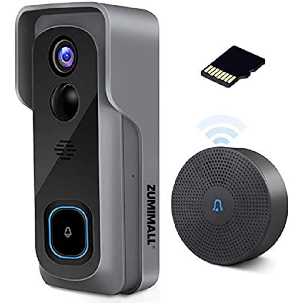 WiFi Video Doorbell Camera Chime, TwoWay Audio, IP65 Waterproof PIR