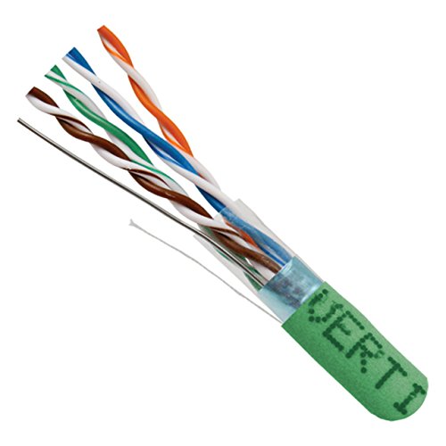 Vertical Cable Cat5e, 350 MHz, Shielded, 24AWG, Solid Bare Copper, 1000ft, Green, Bulk Ethernet Cable