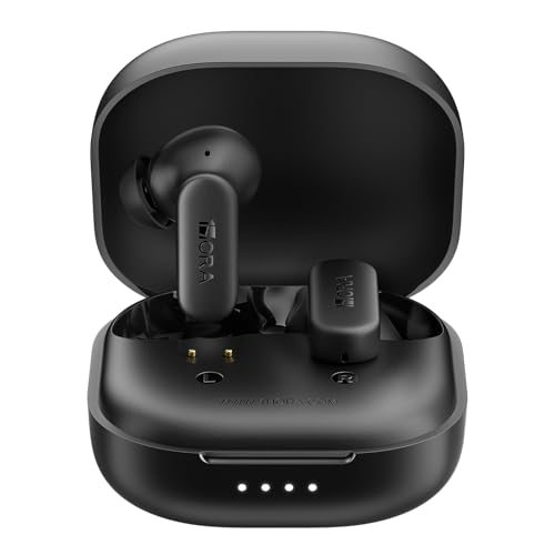 1 Hora Audífonos Bluetooth 5.4 Inalámbricos, Llamadas Claras, Drivers HiFi, Diseño Ergonómico Ultraligero 3.55g, 24H de Uso, Auriculares para iPhone, Samsung y Android, Negro