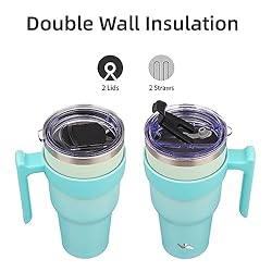 Konokyo 40 oz Tumbler with Handle and 2 Straw 2