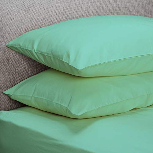 mFabrics New Polycotton Plain Dyed Housewife 4 Pack Pillow Covers - Easy Care Bedroom Pillowcases - Standard Size 50 x 75 cm Pillowcases (Duck Egg)