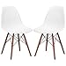 Poly and Bark Vortex Modern Mid-Century Side Chair with Wooden Walnut Legs for Kitchen, Living Room and Dining Room, White (Set of 2)