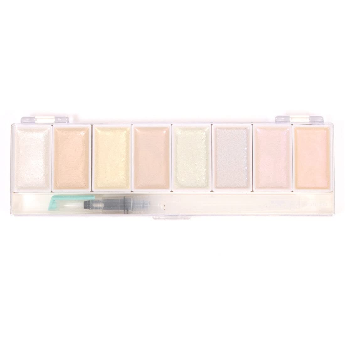 Craftelier - Set of 8 Aurora Metallic Watercolor Colours + Brush with Water Tank | Ideal for Scrapbooking and Crafts Projects | Palette Size 23 x 6.5 cm - Size Godet 4.5 x 2.5 cm