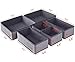 homyfort Clothes Drawer Organizer Dividers, Foldable Closet Dresser Storage Box Bins Cubes Baskets for Underwear Bras Socks Lingerie Baby Clothing, Set of 6 (Grey with Pattern)