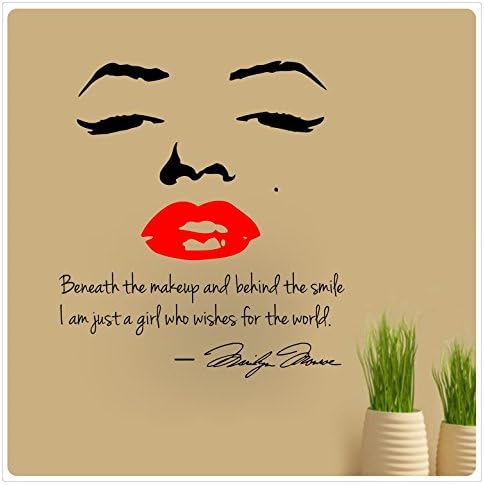 Wall Sticker Red Lips Beneath the Makeup Behind Smile I Am Just A Girl Who Wishes The World Wall Decal Sticker Art Mural Home Décor Quote