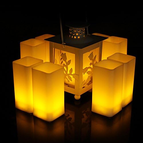 Square Flameless LED Candles, Battery Operated Flickering Pillar Plastic Candle Warm White Romantic Electric Lights for Birthday Wedding Party Halloween Decoration Holders 12pcs Large by Frestree