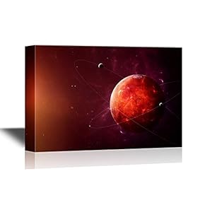Astronomy Canvas Wall Art - The Mars Shot from Space - Gallery Wrap Modern Home Art | Ready to Hang - 12x18 inches