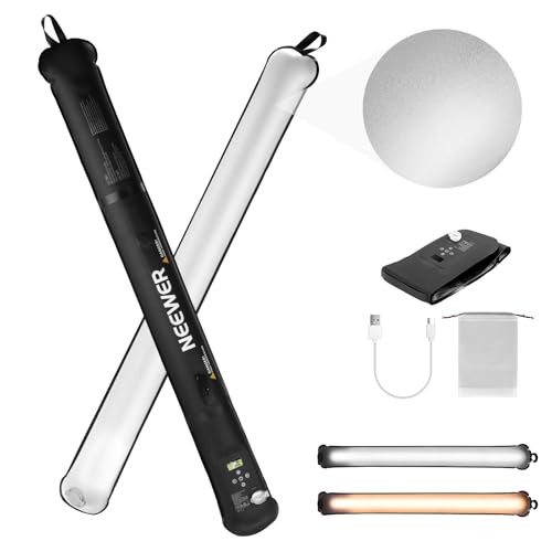 NEEWER BÁSICO 21W Tubo Luz LED Manual 35.5"/90cm, Iluminación Video Inflable Bicolor Portátil TPU, 2700-6500K 1300Lux 12 Efectos CRI95 2500mAh Batería, para Fotografía Estudio Grabación, GC21B