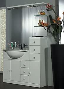 mueble de baño CM 90 + con Lavabo Blanco Top de mármol muebles: Amazon