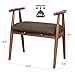 VASAGLE Shoe Bench, Upholstered Vanity Stool with Armrests, Solid Rubberwood Frame, Load Capacity 286 lb, for Entryway, Bedroom, Living Room, Saddle Brown URSB01BR