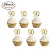 Gold Glitter 90th Birthday Cupcake Toppers Party Supplies Decorations 24 Counts